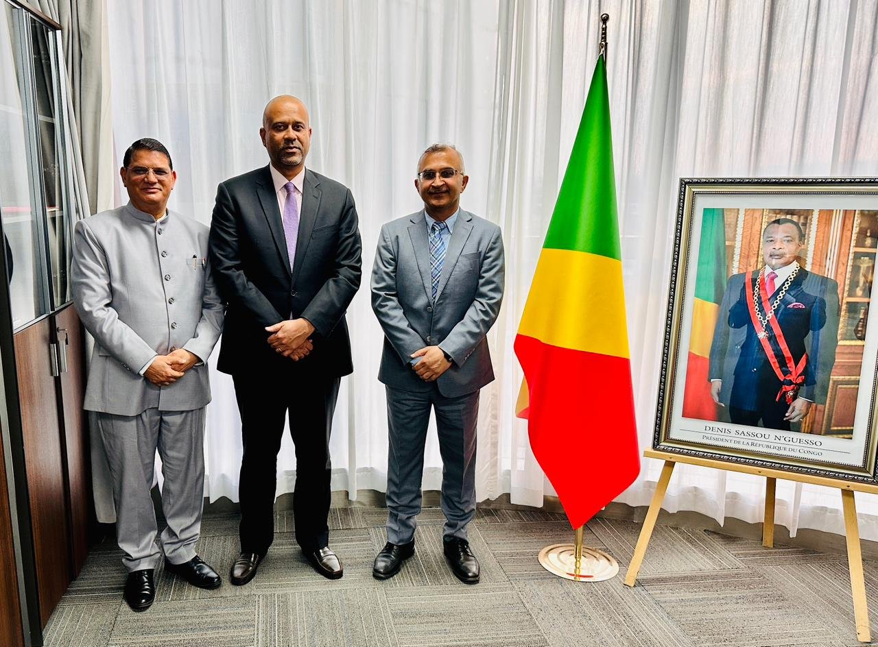 Ambassador H.E. Mr. Madan Lal Raigar paid a courtesy call on H.E. Mr. Michel Djombo, the Congolese Minister of Industrial Development, Special Economic Zones and Private Sector Promotion of Republic of the Congo.