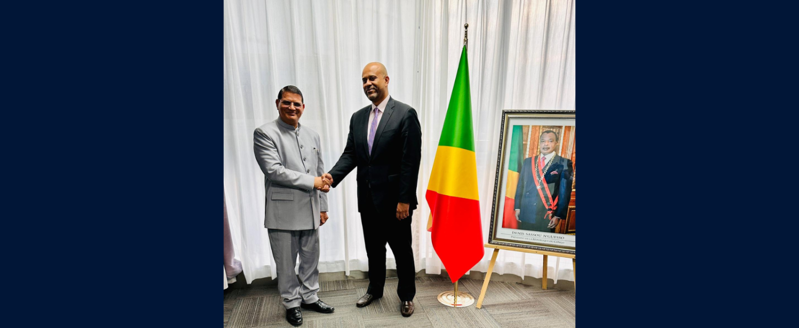 Ambassador H.E. Mr. Madan Lal Raigar paid a courtesy call on H.E. Mr. Michel Djombo, the Congolese Minister of Industrial Development, Special Economic Zones and Private Sector Promotion of Republic of the Congo.