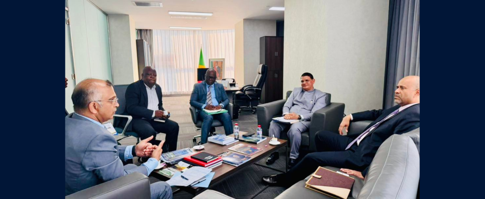 Ambassador H.E. Mr. Madan Lal Raigar paid a courtesy call on H.E. Mr. Michel Djombo, the Congolese Minister of Industrial Development, Special Economic Zones and Private Sector Promotion of Republic of the Congo.