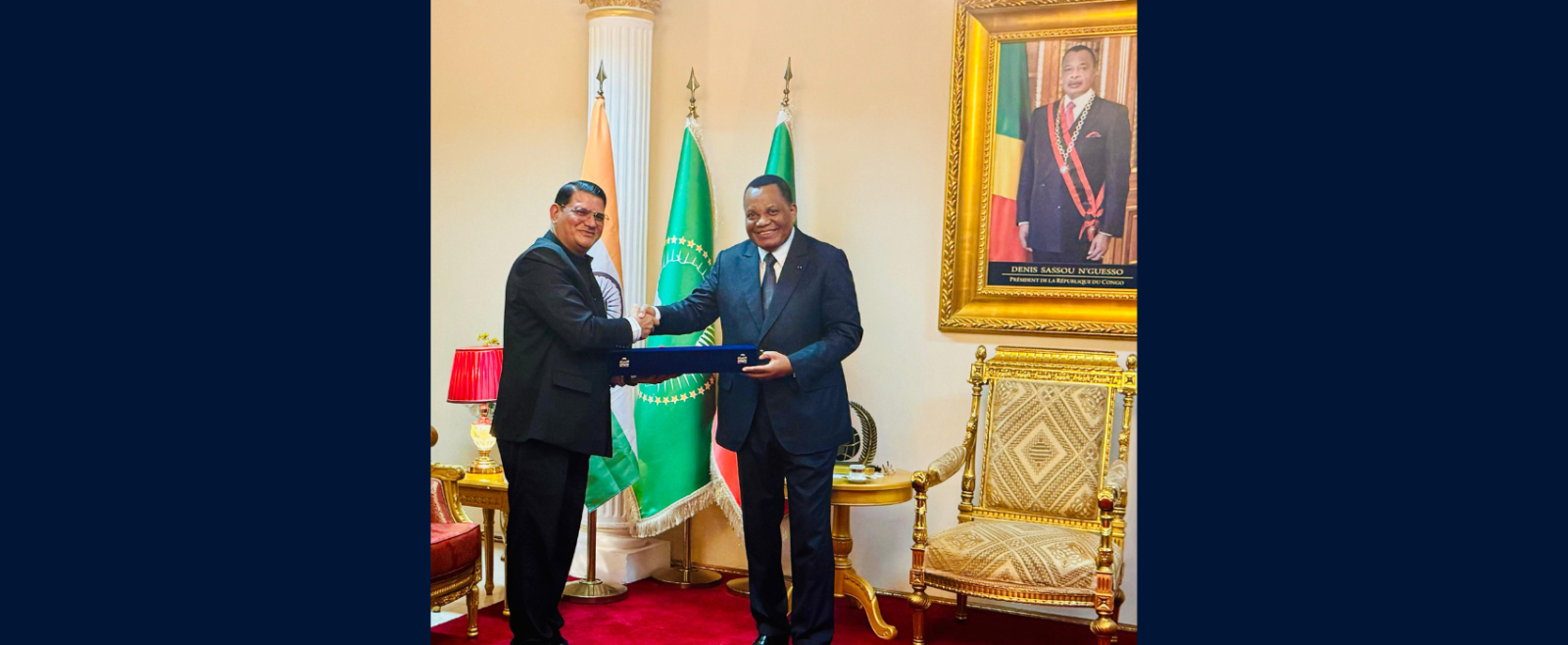 The Ambassador, Shri Madan-Lal RAIGAR, held a courtesy meeting with His Excellency Mr. Jean-Claude Gakosso, the Congolese Minister of Foreign Affairs, Francophonie, and Congolese Abroad.