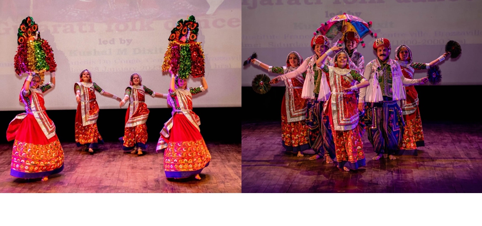 As part of Azadi ka Amrit Mahotsav celebrations, eight member Gujarati Folk dance troupe KALAPATH SANSTHA from Bhavnagar, Gujarat performed at the Institute Francais Du Congo, Brazzaville on 28 January, 2023.