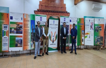 As part of AKAM celebrations, Embassy organised photo exhibition on Atmanirbhar Bharat in the Chancery on 16 -17 March, 2023. Embassy officials, members of Indian diaspora and local congolese attended the exhibition. 