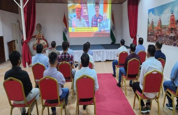 Embassy live streamed the 100th episode of Hon'ble Prime Minister's Mann ki Baat in the Chancery on 30 April, 2023. Embassy officials and members of Indian diaspora attended the live streaming. 