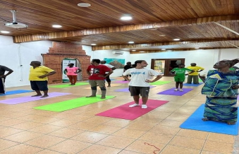 As part of AKAM celebrations, Yoga session was  conducted by Mrs.Lucky Nankani in the Chancery on 04 May. Local Congolese participated in the session. 