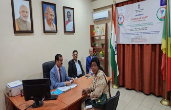 Embassy organised Consular camp at the Honorary Consul's office in Pointe-Noire on 19-20 May. Many Congolese & members of Indian diaspora availed of Consular services. The camp was presided over by Shri N.Venkataraman, Charge d'Affaires, Shri Rajiv Saxena, Attache (Consular) & Honorary Consul, Shri Parmanand Daswani. 