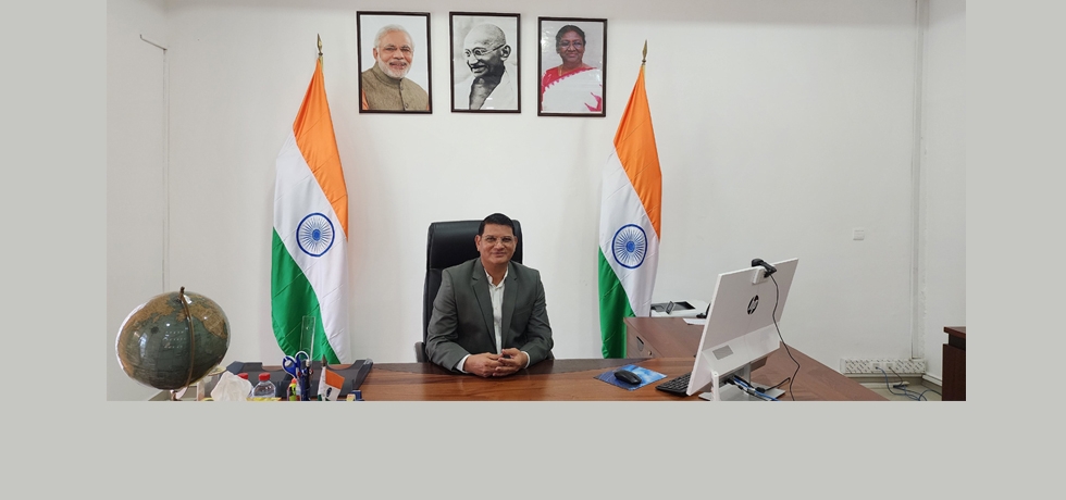 Shri Madan Lal Raigar, assumed Charge of the post of Ambassador of India to Republic of Congo on 20 October, 2023. He is seen in his office in Embassy of India, Brazzaville. 